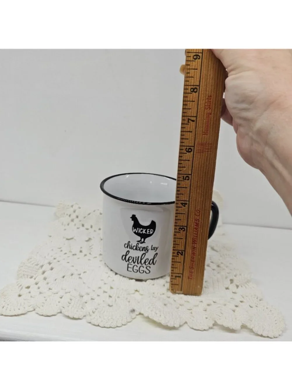 Wicked Chickens Lay Deviled Eggs Mug White Black Rim Funny Country Kitchen Gift